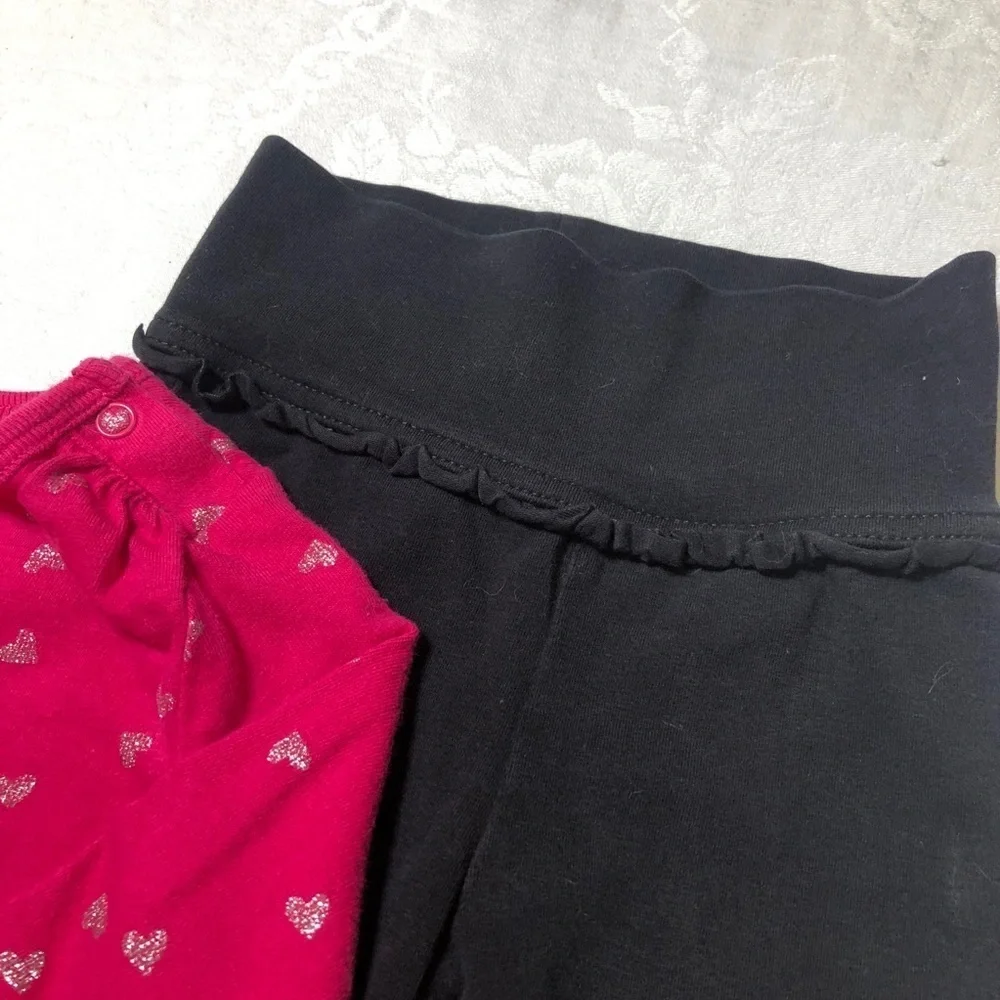 Heart Stamped Print Top & Ruffle Waisted Pants